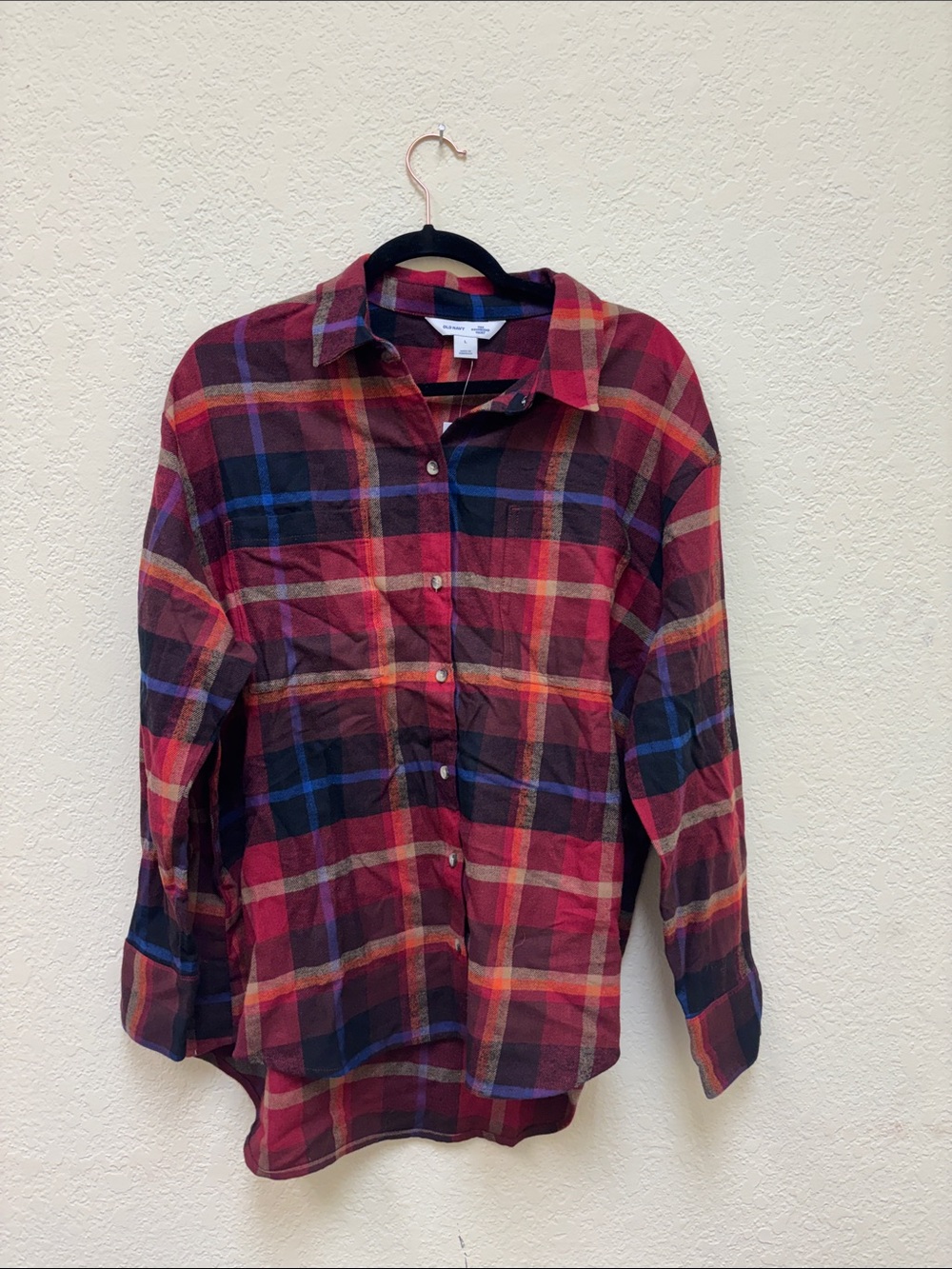 Old Navy Red and Blue Plaid Flannel Shirt